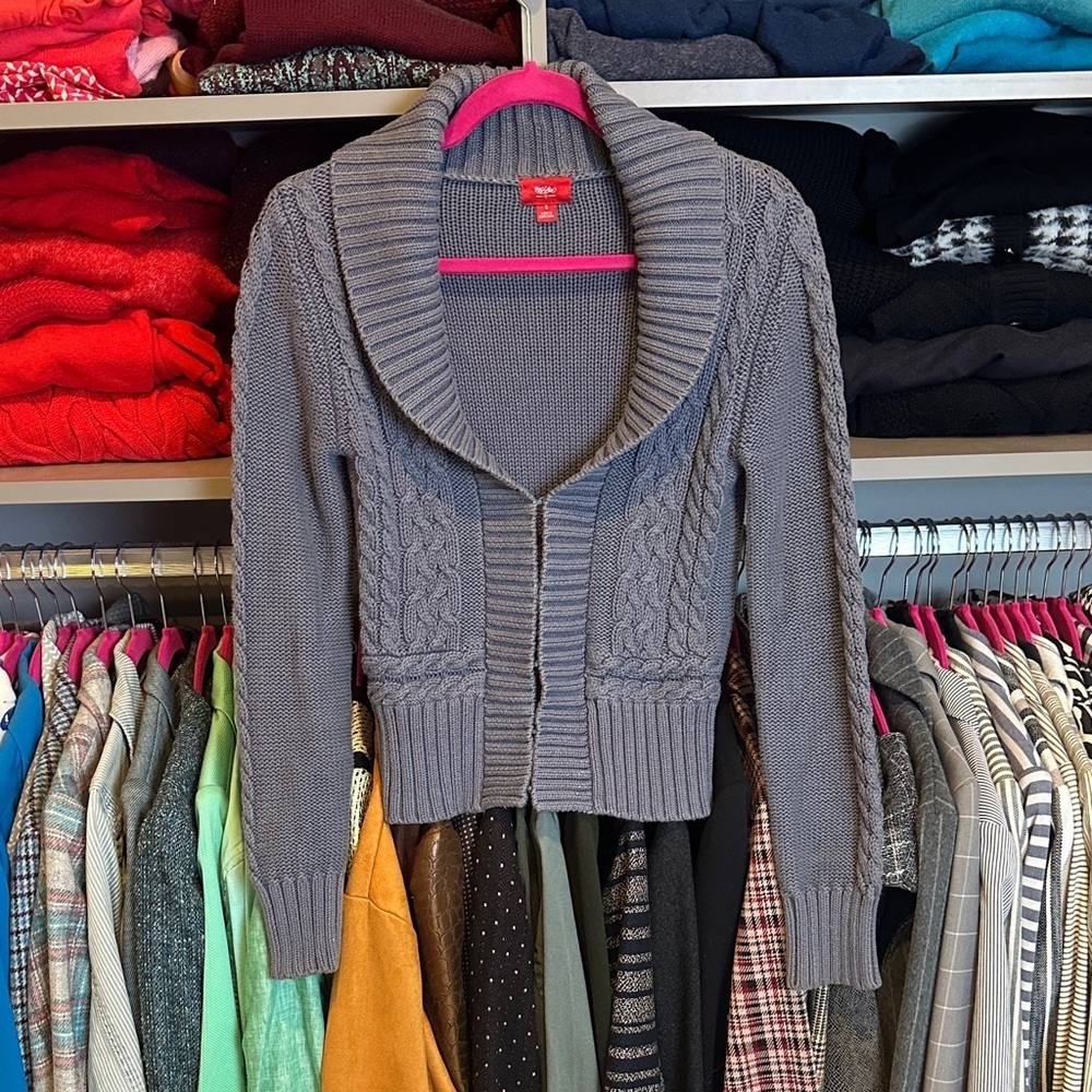 Mossimo gray long sleeve front hook and eye closure cardigan size S